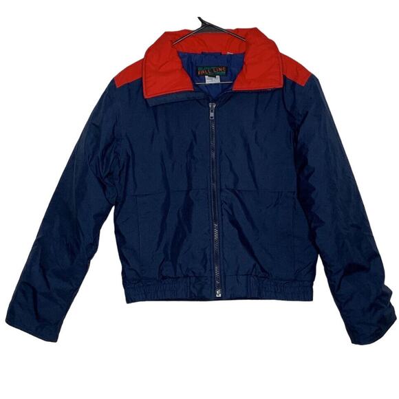 Fall Line Ski Jacket Mens Small Blue Red Waist Length Water Resistant Full Zip - Picture 1 of 12